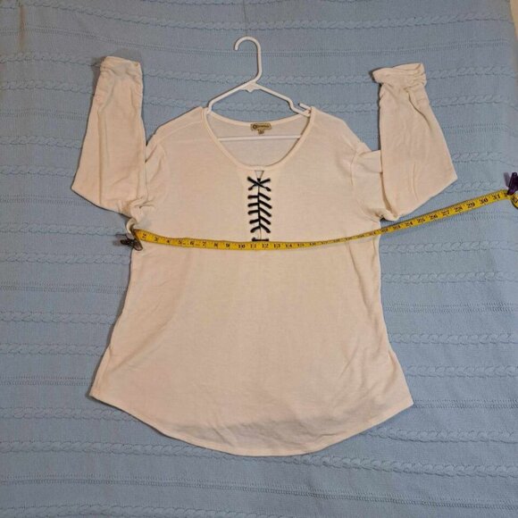 Democracy Women's 3/4‎ Sleeves Pullover Top Size XL Round Neck Heather Beige - Picture 10 of 14